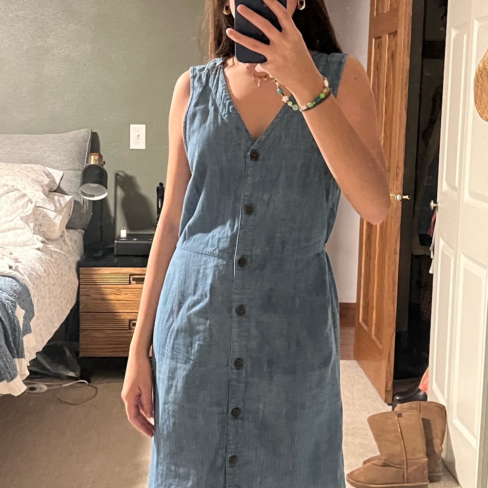 Old Navy Blue Button-Front Midi Dress